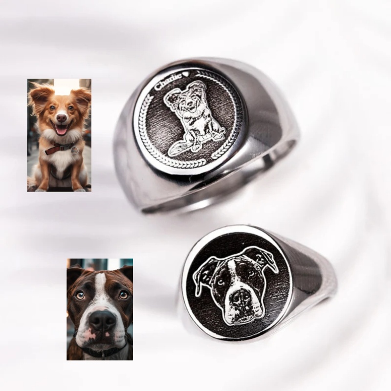 Men Accessories Photos - Cincin Stempel Foto Ukiran Kustom untuk
