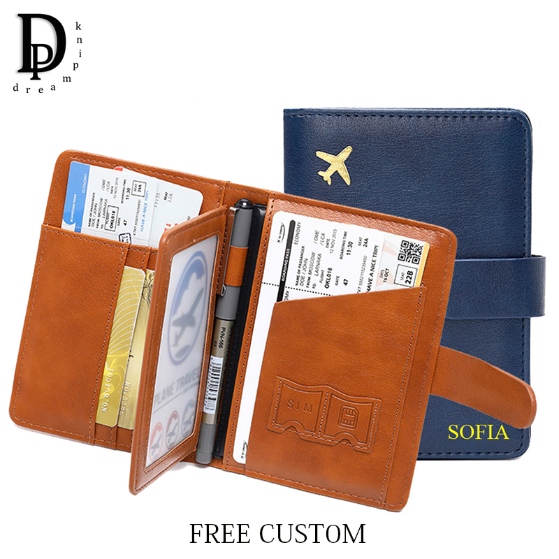 Men'S Accessories Wallet - Dompet Paspor Perjalanan Huruf Kustom Kulit