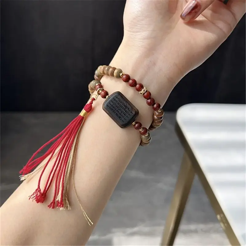Bracelet Beaded Men - Gelang Dua Lingkaran Manik Kayu Cendana