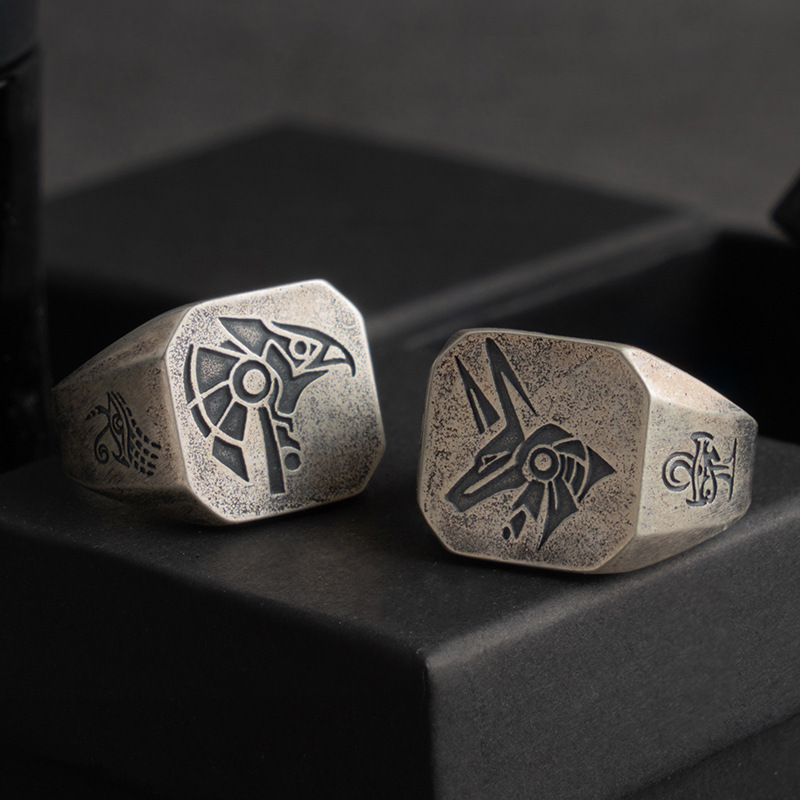 Men'S Accessories Jewelry Egypt - Cincin Retro Mesir Anubis Horus untuk