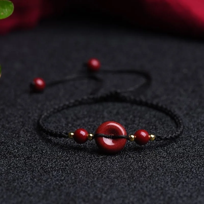 Disesuaikan Cinnabar Merah Ala - Bracelet Beaded Men ulasan dan harga
