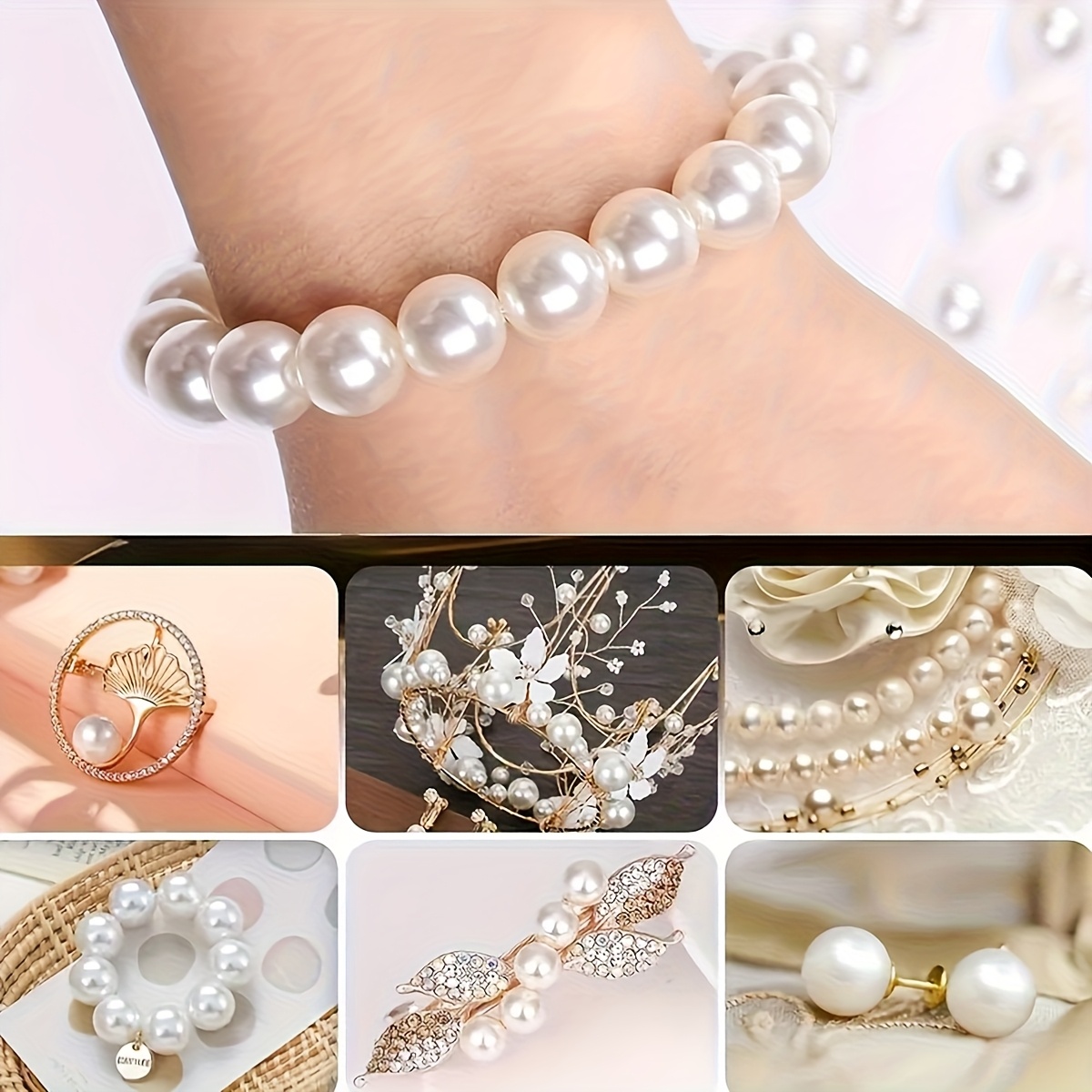 1388pcs 4/6/8/10mm Hitam, Puti - Bracelet Beaded Men ulasan dan harga