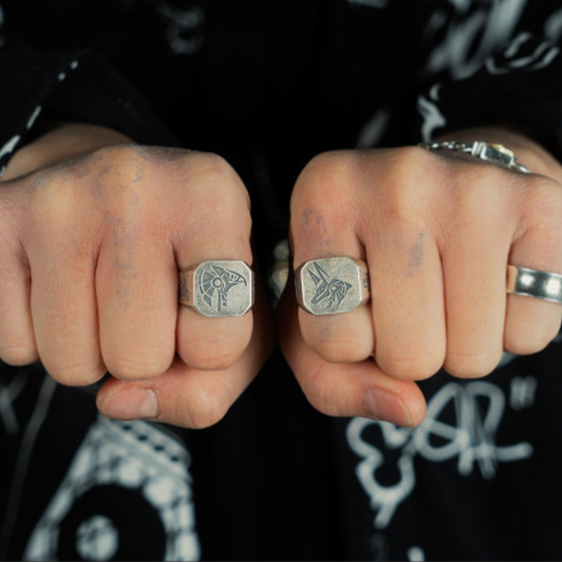 Cincin Retro Mesir Anubis Horu - Men'S Accessories Jewelry Egypt ulasan dan harga