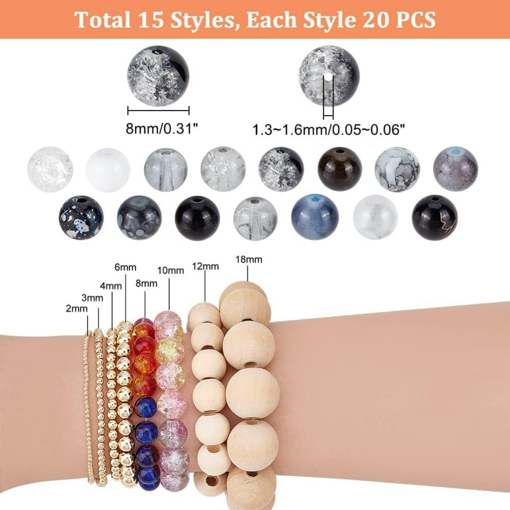 300 Buah 8Mm Manik-manik Kaca  - Bracelet Beaded Men ulasan dan harga