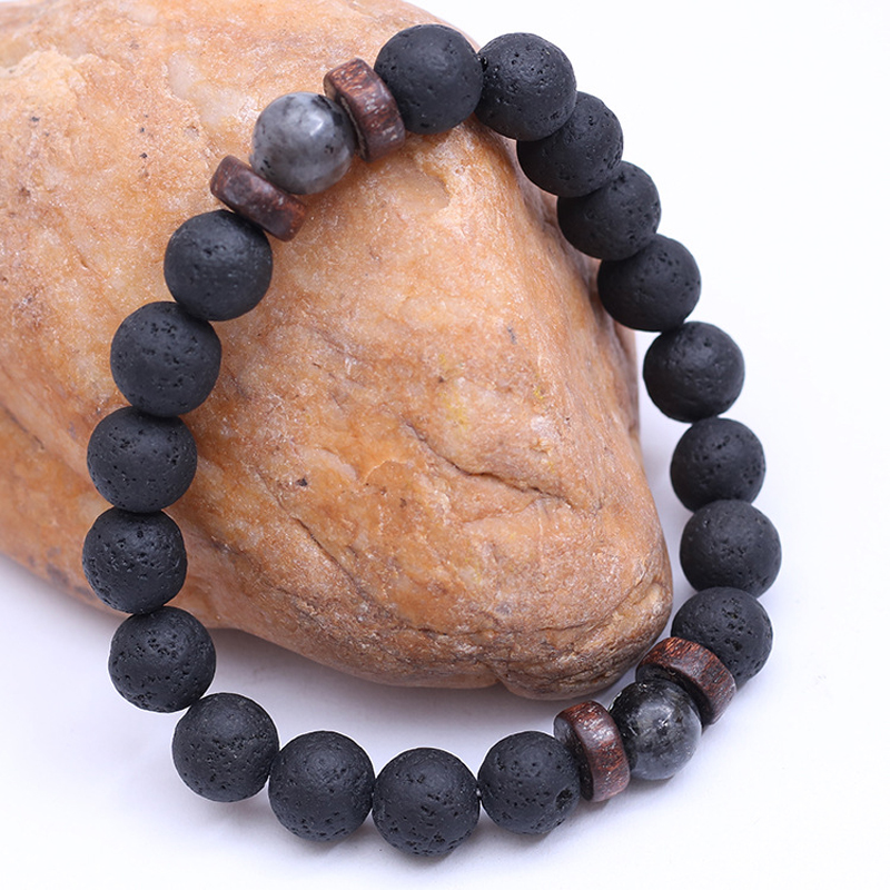 Gelang Manik-manik Kayu Lava B - Bracelet Beaded Men ulasan dan harga